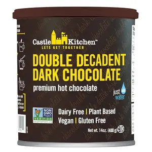 Castle Kitchen Double Decadent Dark Hot Chocolate Mix - Winter Favorite - Vegan, Plant Based, Gluten Free, Dairy Free, Non-GMO Project Verified, Kosher, Just Add Water - 14 oz