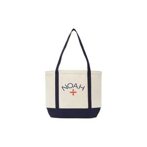 NOAH Core Canvas Tote Bag with Cross Logo, Unisex and Couple Style, White