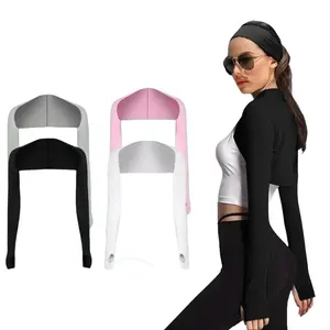 4PC Cooling Shawl UV Protection Arm Sleeves with Finger Holes for Women Golfing Cycling Running Breathable Ice Silk Outdoor Sports Gear