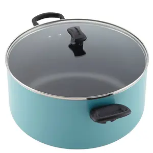 10.5QT Large Capacity Aluminum Non-Stick Stockpot - Easy Cooking, Delicious Stew, and Fun Kitchen Experience - Durable, Easy-to-Clean, Blue Fashionable Design for Whole Family
