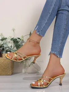 Summer New Cross Strap Square Toe Heeled Mules, Women's Outdoor Versatile Party High Heel Slippers, All Seasons Fashion Footwear