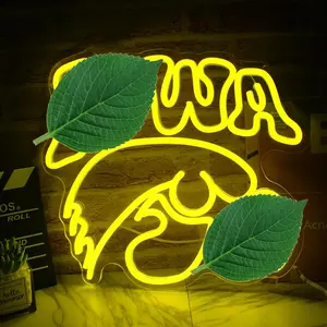 NCAA Iowa Football LED Eagle Wall Neon Lights, USB Powered Indoor Decor for Fan Caves, Dormitories, Home Improvement Lighting Solutions