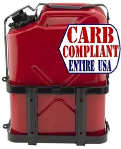 Lockable JERRY CAN HOLDER w/ CLASSIC 5 Gallon Steel Jerry can - NATO Dimensions (DOT, CARB and EPA approved for all 50 states)