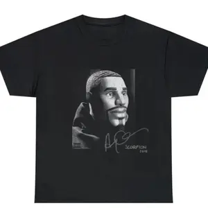 BelleHeaven  Scorpion x Fortnite T-shirt, fun patterned T-shirt, unisex shirt, men's top, streetwear, tropical short-sleeve crew neck T-shirt, black casual style