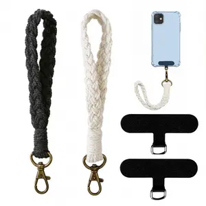 Handwoven Cotton Phone Lanyard – Adjustable Keychain for Car & Keys,Trendy Minimalist Accessory with Bead Charm (Unisex Gift Idea) fresh  start  essentials Adjustable Phone Lanyard with Wallet