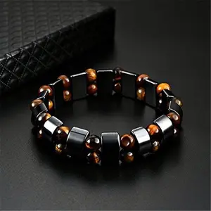 1pc Double Hematite Tiger Eye Bracelet, Men's and Women's Bracelets fashionable matching dainty gold nurse appreciation gift hand bracelet  men christmas pulseras  personalizadas elegant bangle bracelet set jesus chismo  sabracelets  bracelets bakelite