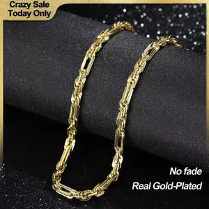 18K Real Gold-Plated Milano Rope Gold Chain Necklace for Men, Affordable Trendy, Multi-Angle Reflective Shine, Ideal Gift for Fashion Lovers, Gold Chains