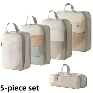 5-Piece Travel Compression Storage Bag, Lightweight Luggage Organizer, Durable Travel Supplies, Must-Have for Vacations