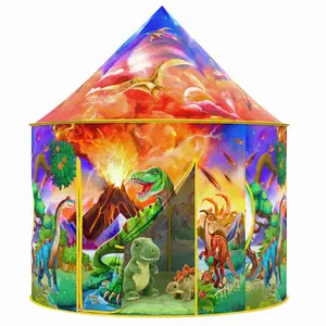 Dinosaur Kids Play Tent – 50-inch Jurassic World Themed Pop-Up Tent, Breathable Design for Indoor/Outdoor Play.Large Dinosaur Dome Tent for Kids – Sturdy Structure, Vivid Dino & Volcano Print