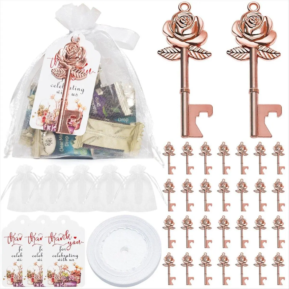 30PCS Key Bottle Opener Paper Card Marriage Wedding Decoration Bridal Shower Gifts Wedding Souvenir Favors for Guests,B