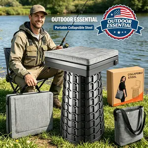 Heavy Duty Extendable Nylon Telescopic Stool with Backrest and Comfortable Padded Cushion - Portable Collapsible Foldable Seat, Supports Up to 400 lbs, for Camping, Tailgating