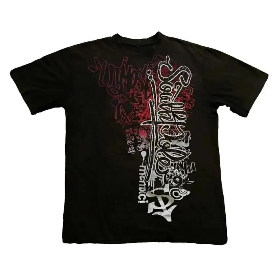 Southpole Graffiti Script Graphic Tee Y2K Hip Hop Streetwear Black Tee
