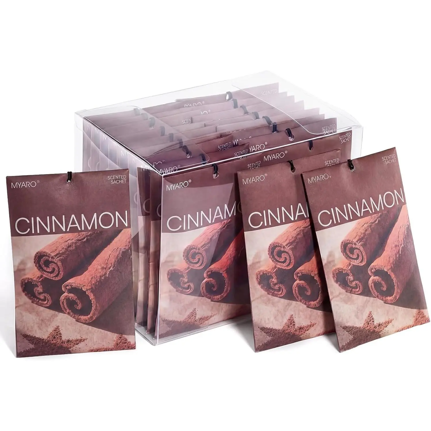 MYARO 20 Packs Cinnamon Scented Sachets, Warm Spicy Air Freshener Bags for Closet, Drawer, Kitchen & Car Odor Eliminator, Home Fragrance Potpourri Sachets