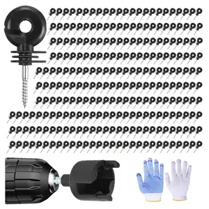 302 count Black Electric Fence Insulator Tool Include 2 count Insulator Socket Tool Screw in Fence Ring    Insulator Electric Fence Insulator Ring with Insulator Socket Tool for  Fence