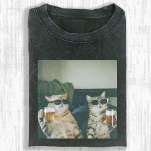 Beer Drinking Cat Meme Tshirt, WACKY CAT T-SHIRT , Funny Shirt, Graphics Tee, Womenswear Menswear, Gift for Women & Men, Unisex Tee, All size Top, Streetwear