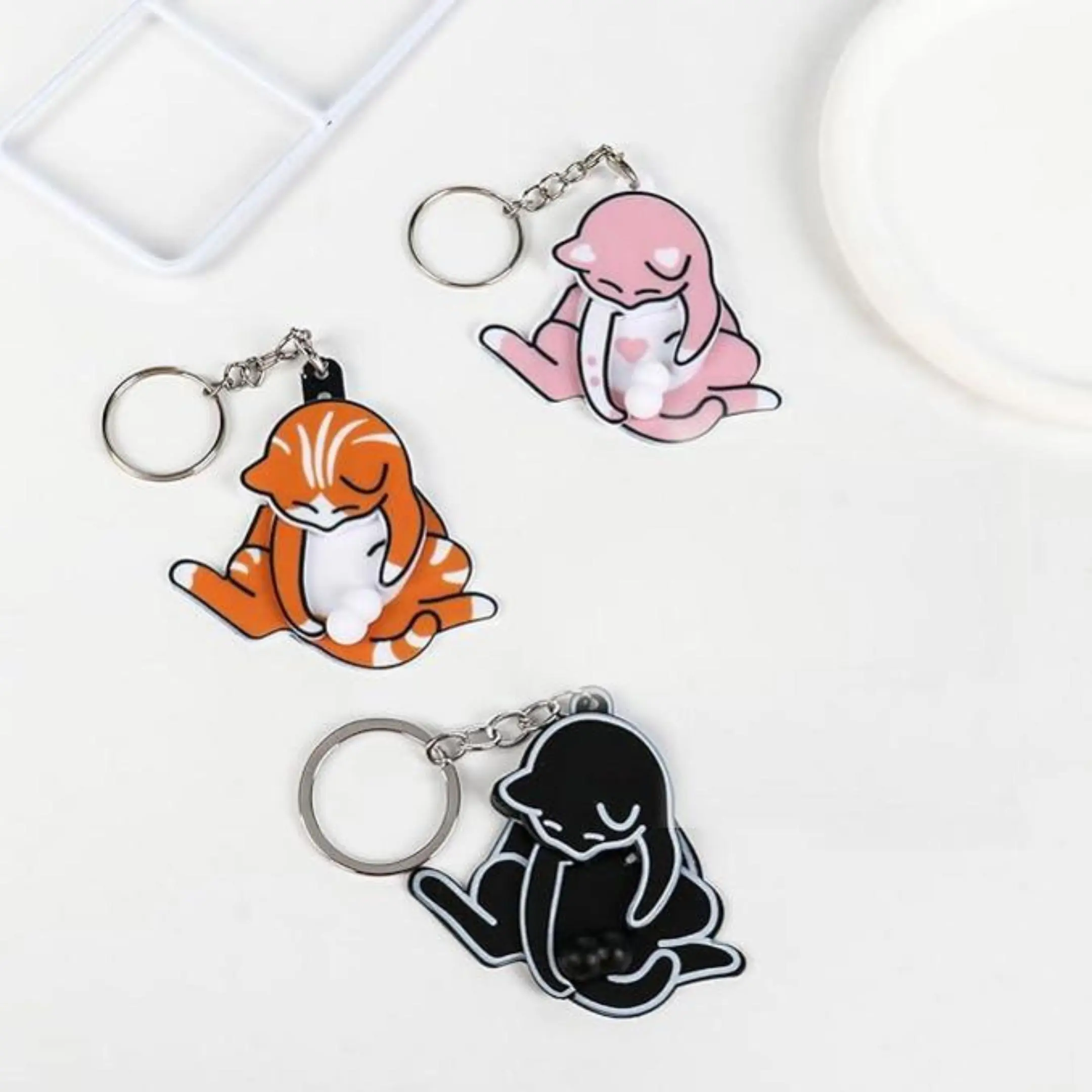 Adorable 3D-Printed Cat Keychains  – Cute Fidget Balls for Stress Relief & Anxiety | Perfect Sensory Gift for Cat Lovers!", Cute Keychain Accessory, Keychain Kawaii
