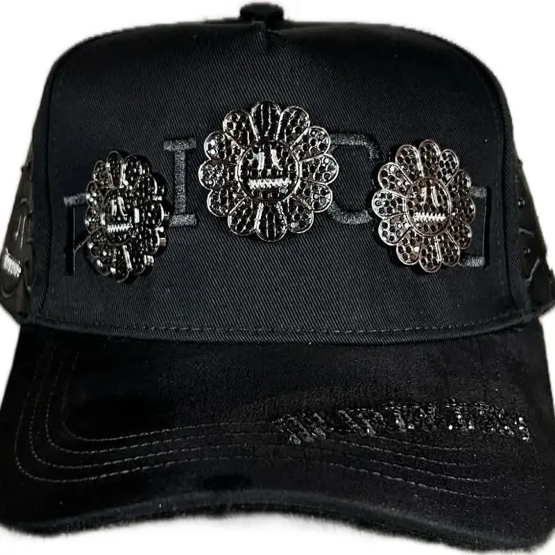 Rico Hats Murakami HR Baseball Cap Authentic with Floral Embellishments and Black Color