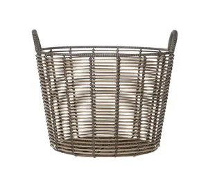 Extra Large Round Poly Rattan Storage Basket with Handles - Versatile Storage Solution for Various Items