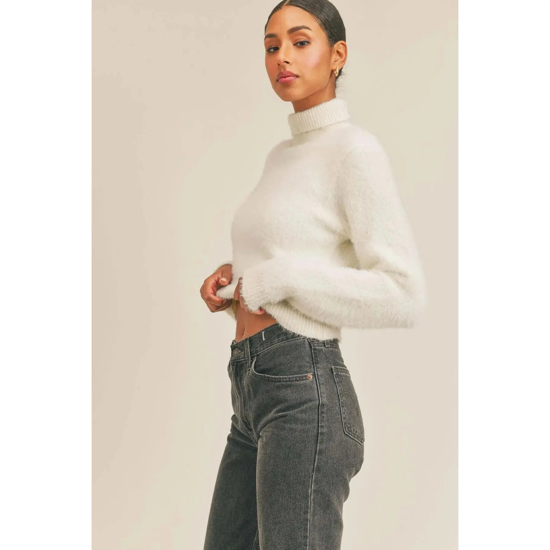 Cream Soft Turtleneck Pullover