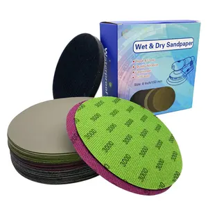40 count Wet Dry Sandpaper Grit (1000 1500 2000 3000) with 1 count Professional Interface Pad,6 Inch Silicon Carbide Hook & Loop Sanding Disc for Auto Metal  Daily Polishing
