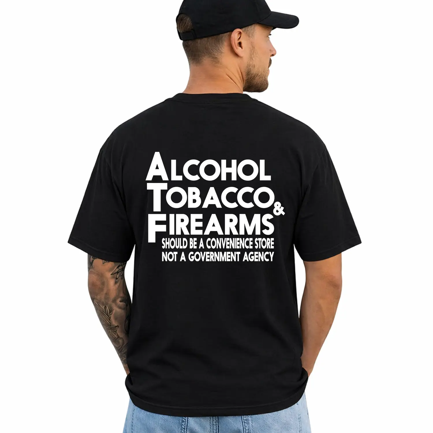 Alcohol, Tobacco & Firearms Shirt, Short Sleeve Printed Graphic Shirt, Daily Casual Cotton Menswear