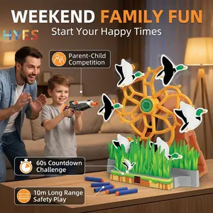 Electronic Moving Target Shooting Game, Rotating Duck Target with Timer & Foam Darts, Indoor Family Party Games, Birthday Gifts for Kids Boys
