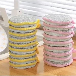 Double-sided Dishwashing Sponge, 3 Counts Scrubbing Pot Brush, Kitchen Dish Cloth, Household Dishcloth, Oil and Stain Removal Cleaning Cloth, Kitchen Cleaning Supplies, Dish Sponges