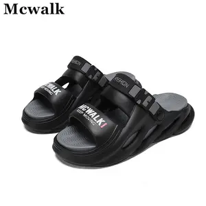 Men's Summer Essentials - 2-in-1 Adjustable Strap Slippers Breathable Slides with Thick Platform & Non-Slip Grip for Beach, Garden & Outdoor