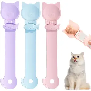 3PCS Cat Treat Spoon Squeeze,Cat Strip Feeder spoon,Easy Feeding Spoon for Licky Treats,Pet Food Spoon for Wet Food, Suitable for Churu Paste Treat(3 Color)