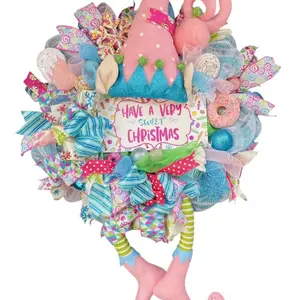 Candyland Wreath, Elf Wreath, Christmas Wreath, whimsical wreath