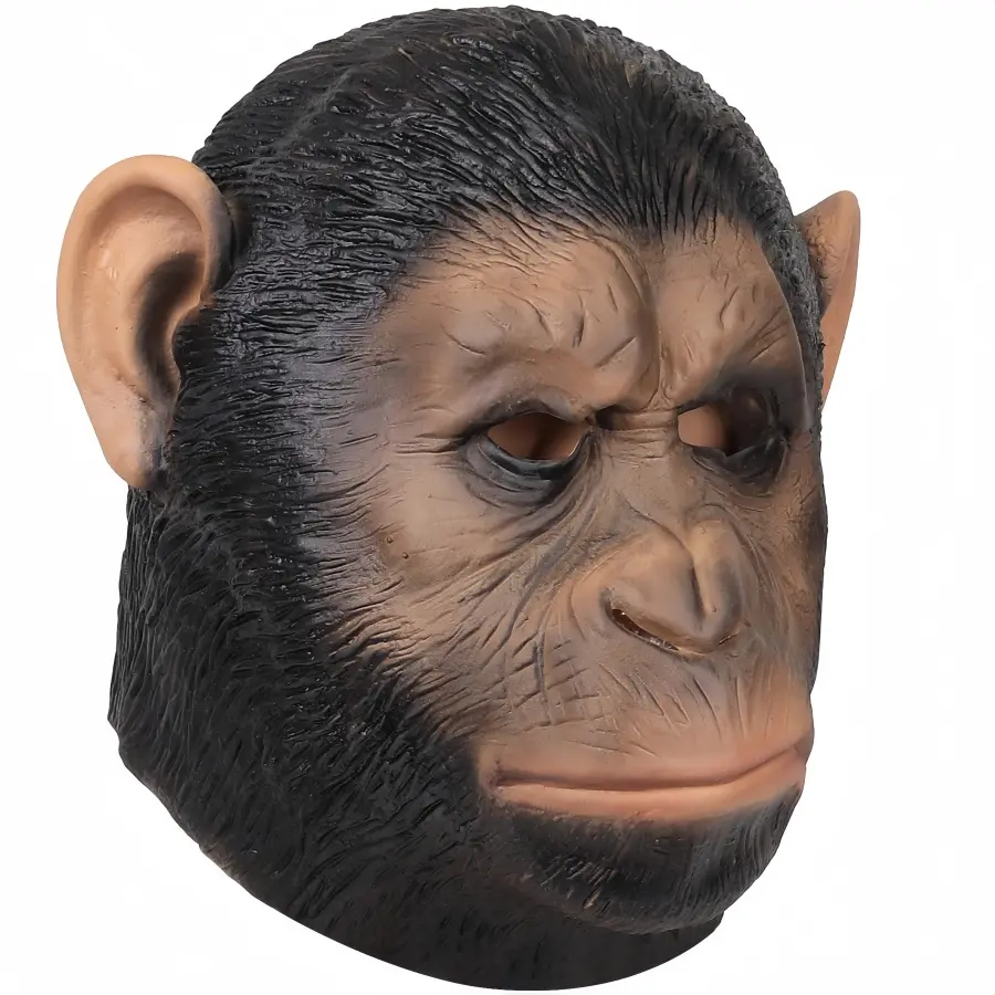 Spooky Full Face Soft Latex Primate Mask, Caesar Gorilla/Monkey Costume Accessory - 2 Styles, Single Piece, Stretchy, Natural Realistic Brown Version, Comfortable Halloween Role-Play Prop (Festive Party Supplies)