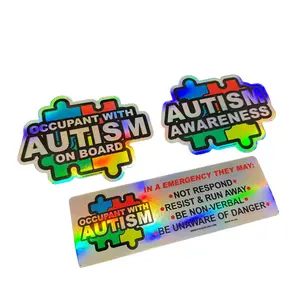 Autism Awareness Decal - Outdoor & Indoor Holographic Vinyl Decals for Car Windows and House Doors