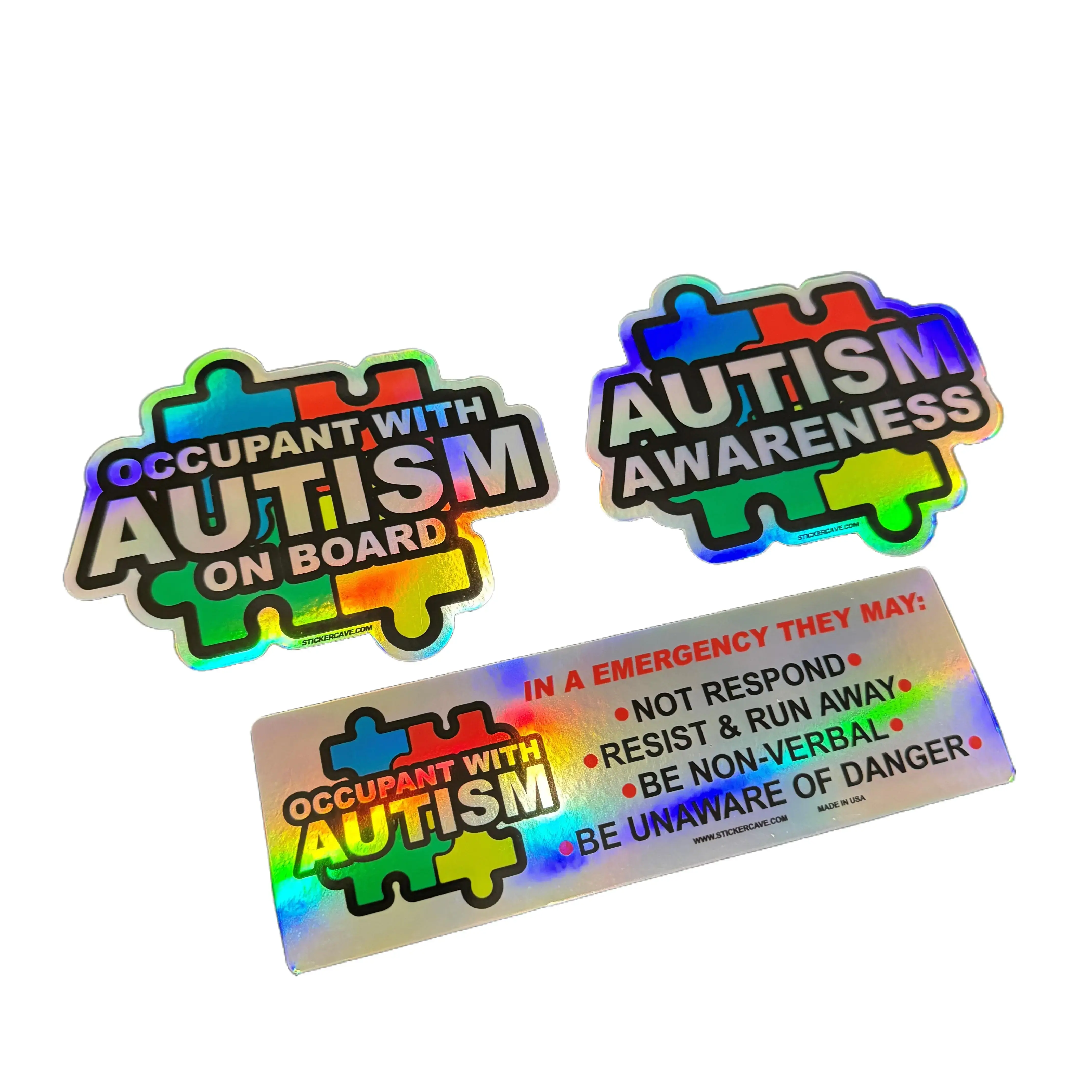 Autism Awareness Decal - Outdoor & Indoor Holographic Vinyl Decals for Car Windows and House Doors