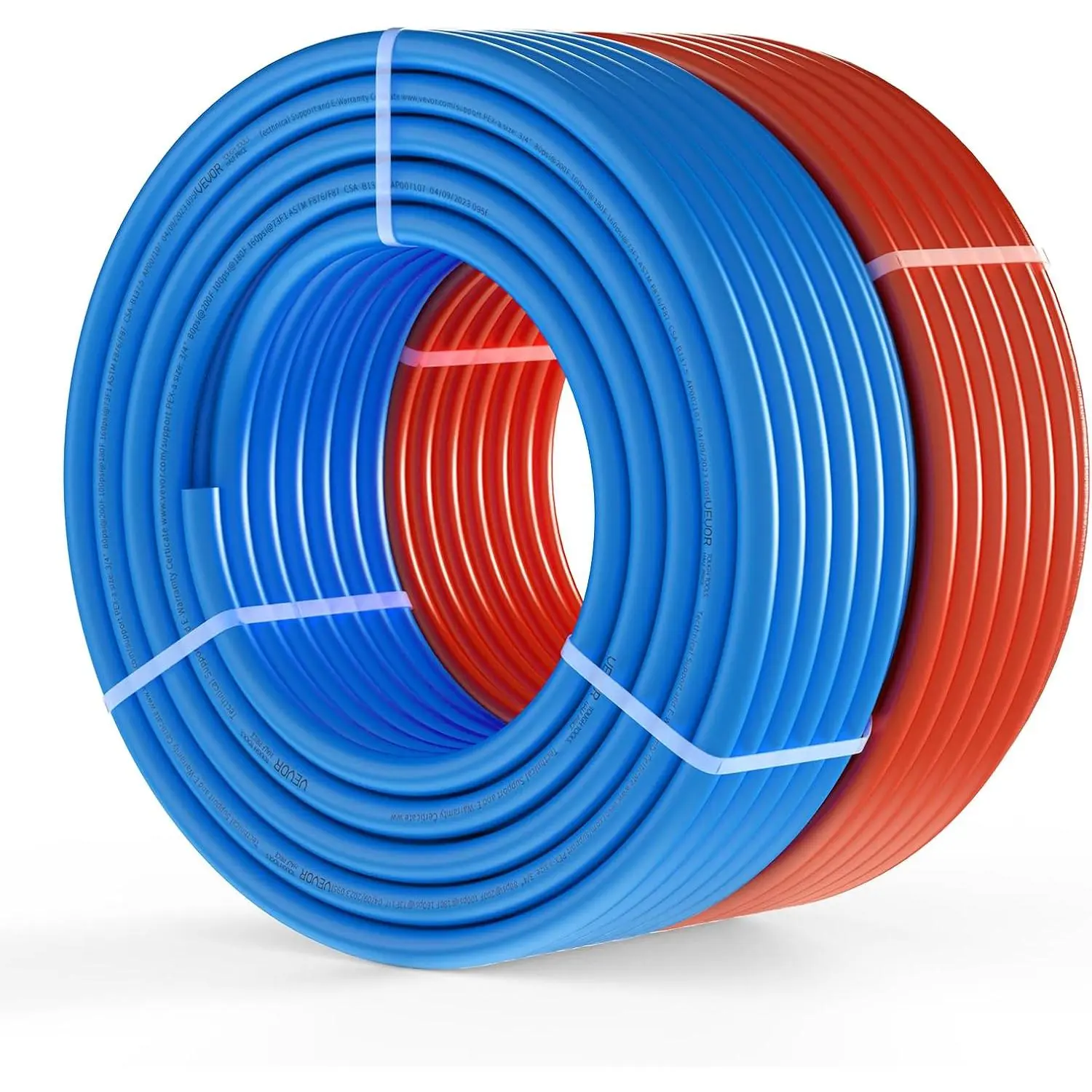 VEVOR PEX Pipe 3/4 Inch, 2 x 100 Feet Non-Oxygen Barrier PEX-A Flexible Pipe Tubing for Potable Water, for Hot/Cold Water & Easily Restore, Plumbing Applications with Free Cutter, Blue & Red