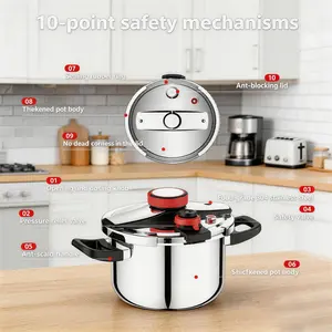 8 QT Stainless Steel Pressure Cooker, Food-Grade, Easy One-Hand Lock Lid, Fast Cooking, Induction Ready