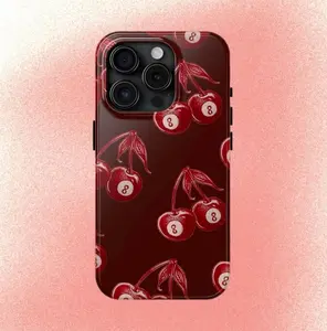 Dark Red 8 Ball Cherry Pattern Phone Case Y2K Cute Grunge Skater Cool Girl MagSafe Case Phone - Case iP 16 15 14 13 12 11 X