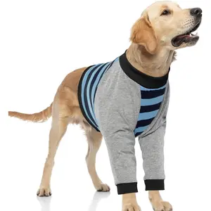 FUAMEY Dog Recovery Sleeve with Elbow Protector,Dogs Shirt Stop Licking Joints,Pet Long Sleeve Suit Protecting Dog's Front Leg Arm Wounds Cover Skin Conditions Black Stripes XL