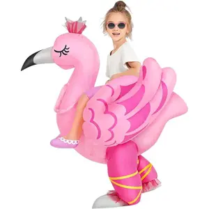 L-GCS001   Kids Halloween Inflatable Costume, Ride On Flamingo Air Blow up Funny Inflatable Suit, Halloween Costumes for Girl/Child