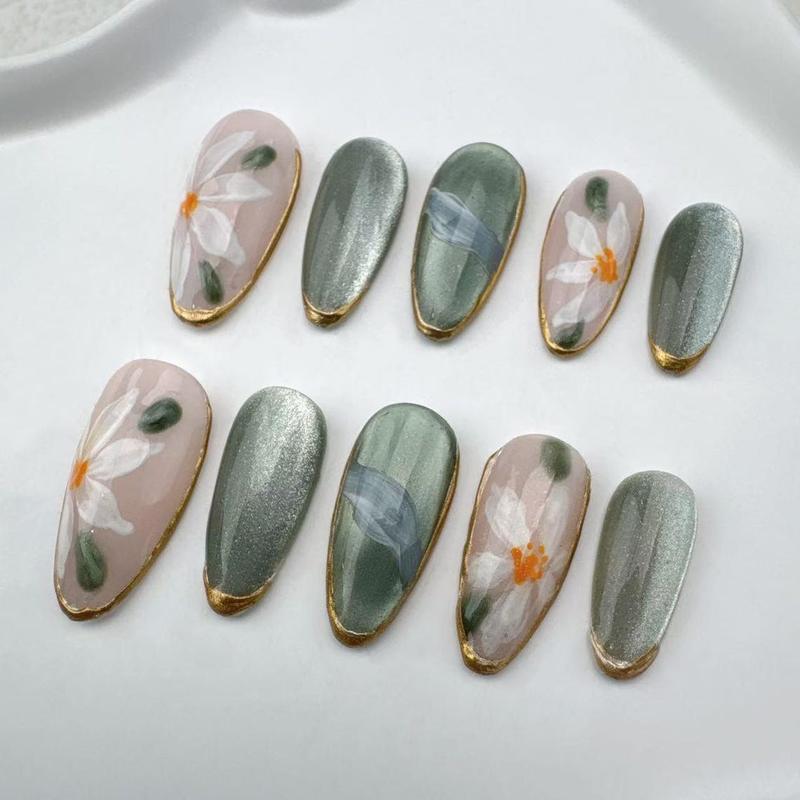 Undersea Cartoon Press On Nails | 3D Jellyfish & Starfish Nail Set | Ocean Friends Blue Nails | Handmade Aquatic Press Ons