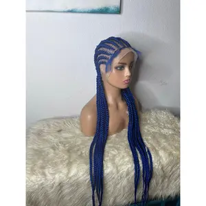 Blue stitch braids to the back