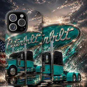 Turquoise Peterbilt Truck Phone Case, Peterbilt 389 iPhone Cover, American Highway Big Rig Artwork, Trucker Lifestyle Gift, Shockproof Tough Case