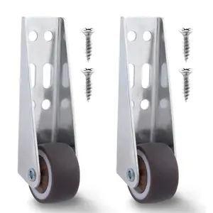 Vertical Track Roller Wheel, Heavy Duty 110LBS Sliding Door Bottom Guide, Anti-Wobble Door Stop, Nylon Wheel & Aluminum Bracket, Smooth Quiet Sliding, Easy to Install Replacement Parts for Barn Door, Interior Door, Wardrobe, Cabinet, Closet Organizer