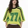 Aelfric Eden Women's Comfort Knit Top - 77 Stripe Graphic, Color Blocking, Y2k, Short Sleeve, 2025 Trend, Breathable Fabric, Preppy Vintage Work Streetwear, Figure-Flattering Women's T-Shirt