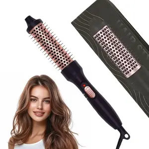 A 3-In-1 Ion Hair Curler And Straightener, a Professional Curling Iron with a Heat Styling Brush That Prevents Burns, Perfect As a Christmas Gift, Barrel Curling Irons