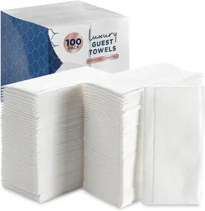 White Luxury Linen-Feel Paper Towels Soft And Absorbent Cloth-Like Disposable Napkins For Bathroom Kitchen Weddings Parties Dinners Or Events Disposal Hand Towels 100 Pack