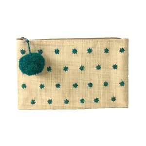 Mar Y Sol Women's Star Polka Dot Slim Envelope Clutch - Turquoise, Lightweight, Magnetic Snap Closure for Secure Hold, Ideal for Casual Wear