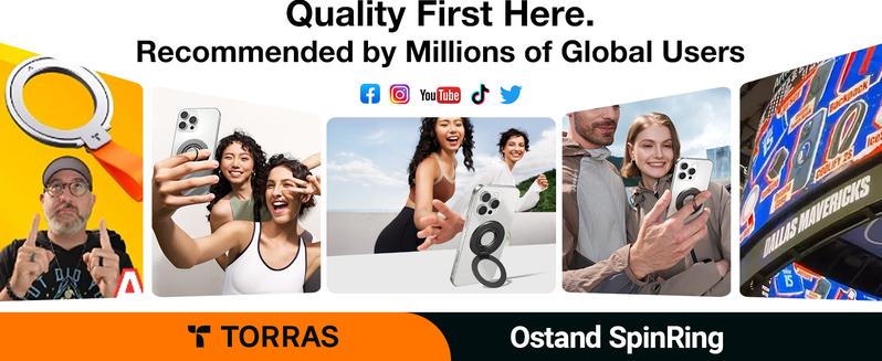 TORRAS Dual-Ring Grip Ring Holder Compatible with PopSockets MagSafe Kickstand Magnetic Easy Holding for iPhone 16/15/14/13/12/11 Pro Max, Samsung, Google