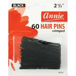 Annie #3316 2.5" Crimp Hair Pins - 60-Count Packaged Barrette Hair Pins, Fashion Accessory