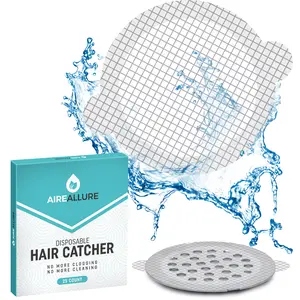 Aire Allure, 25 Pack, Disposable Shower Drain Hair Catcher Mesh Stickers Waterproof Half Year Supply Cleaning