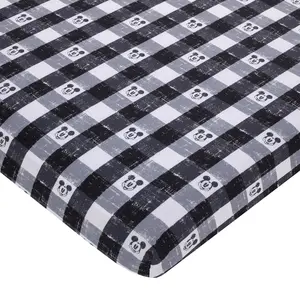 Mickey Mouse - Black, White and Gray Plaid Nursery Fitted Mini Crib Sheet